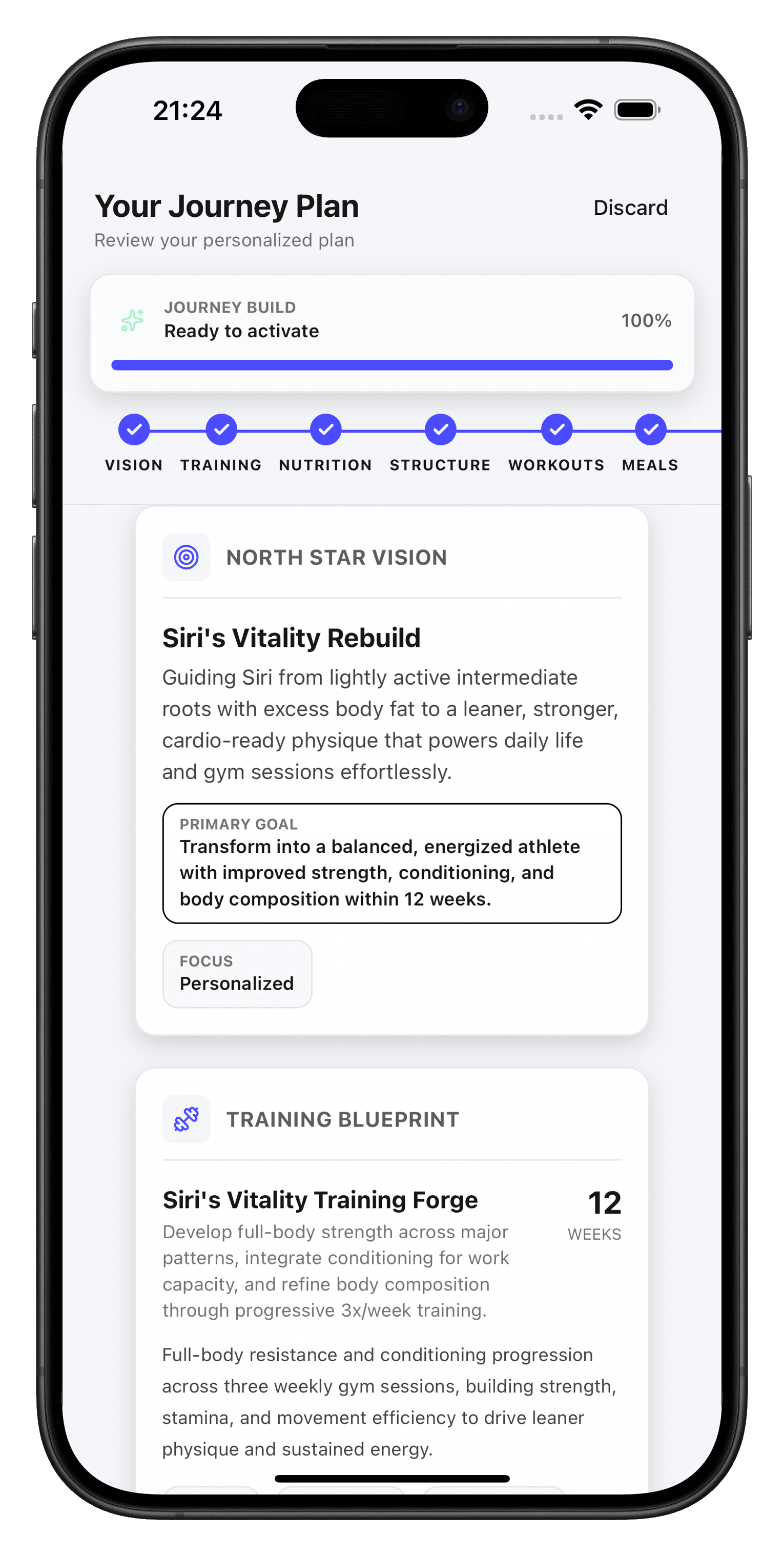 Journey creation screen showing North Star Vision